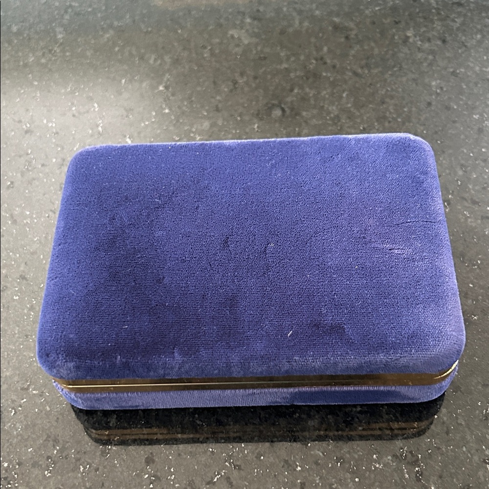 Vtg MELE Jewelry Roll Case in Blue Velvet